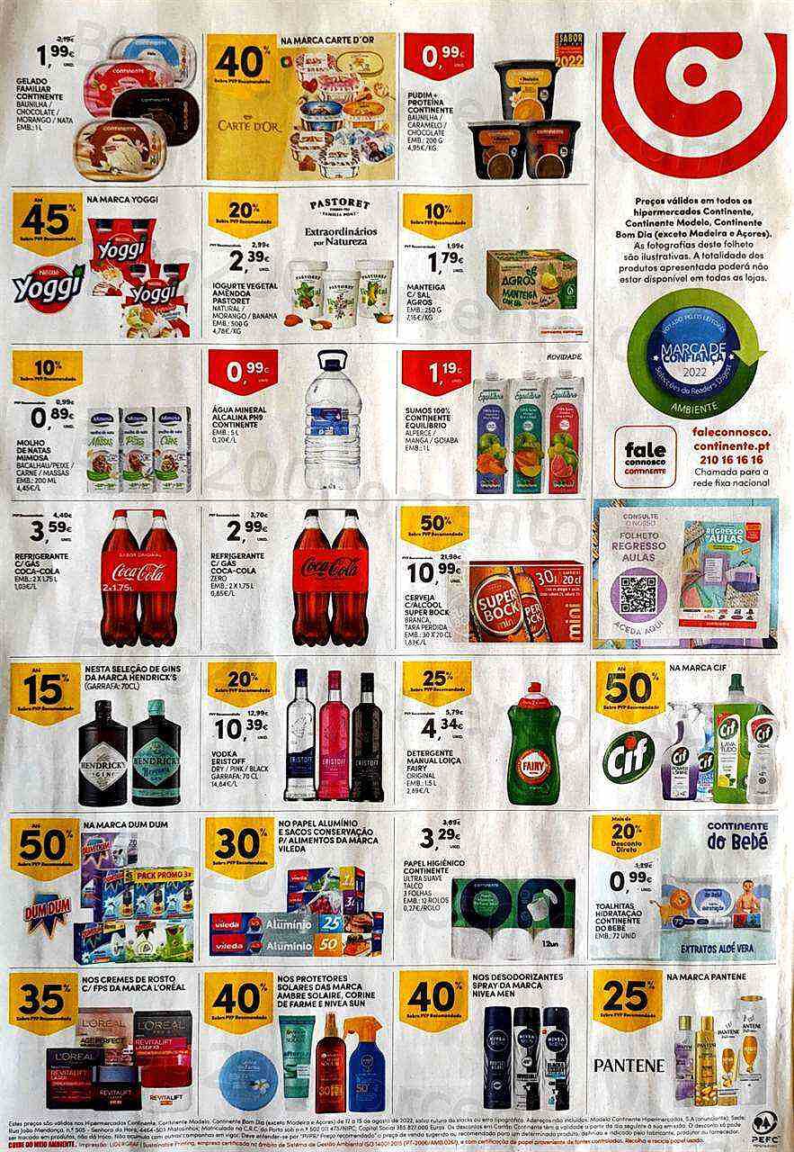 Antevisão Folheto CONTINENTE Promoções Fim de Semana - 12 agosto a 15 agosto