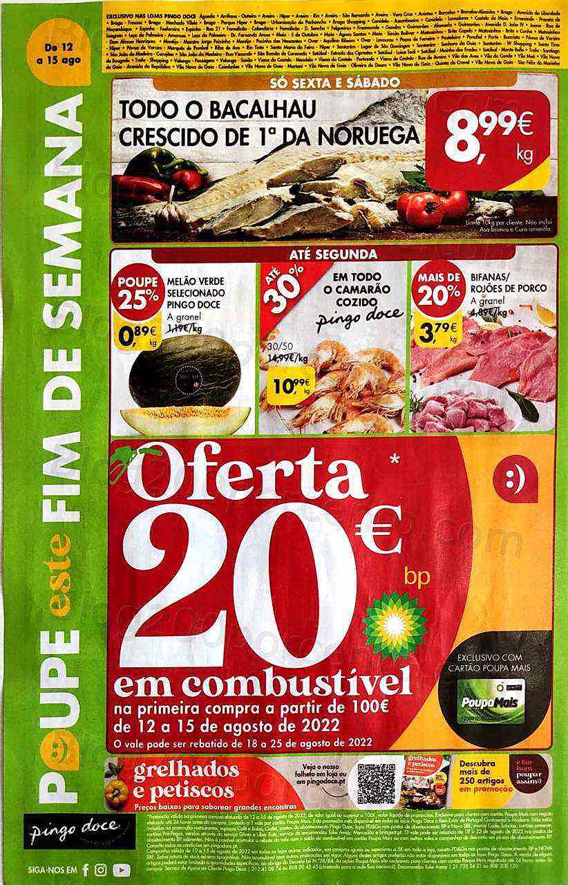 Antevisão Folheto PINGO DOCE Promoções Fim de Semana - 12 agosto a 15 agosto