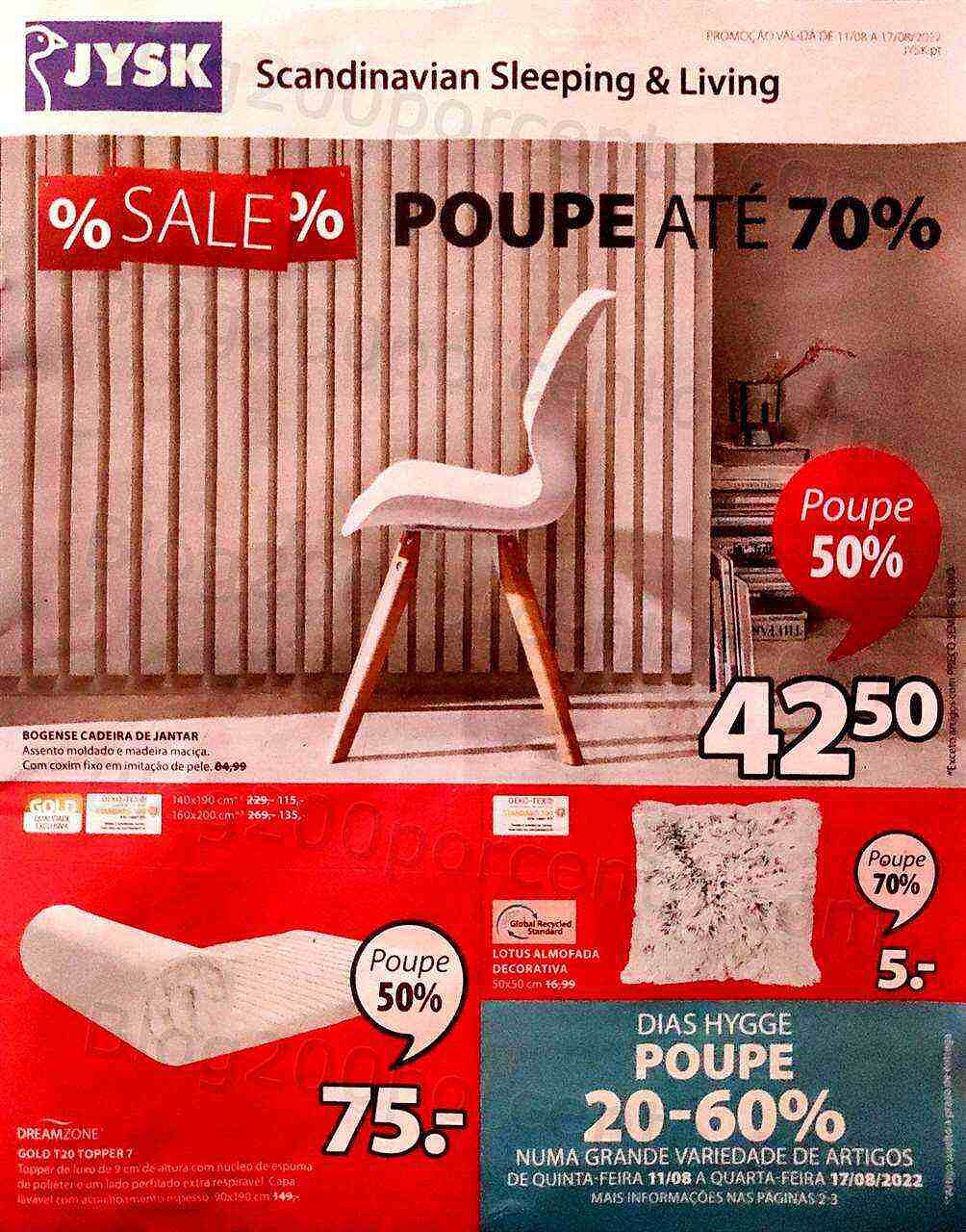 Antevisão Folheto JYSK Promoções de 11 a 17 agosto