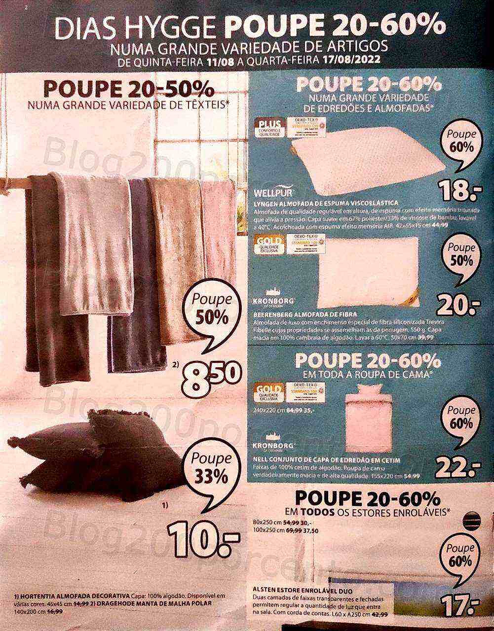 Antevisão Folheto JYSK Promoções de 11 a 17 agosto