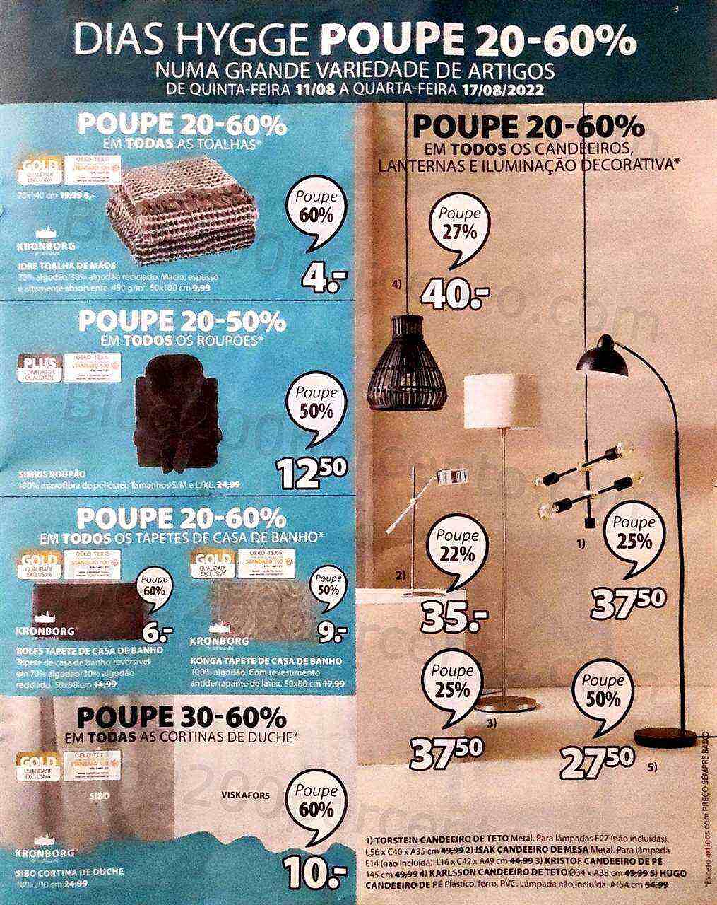 Antevisão Folheto JYSK Promoções de 11 a 17 agosto