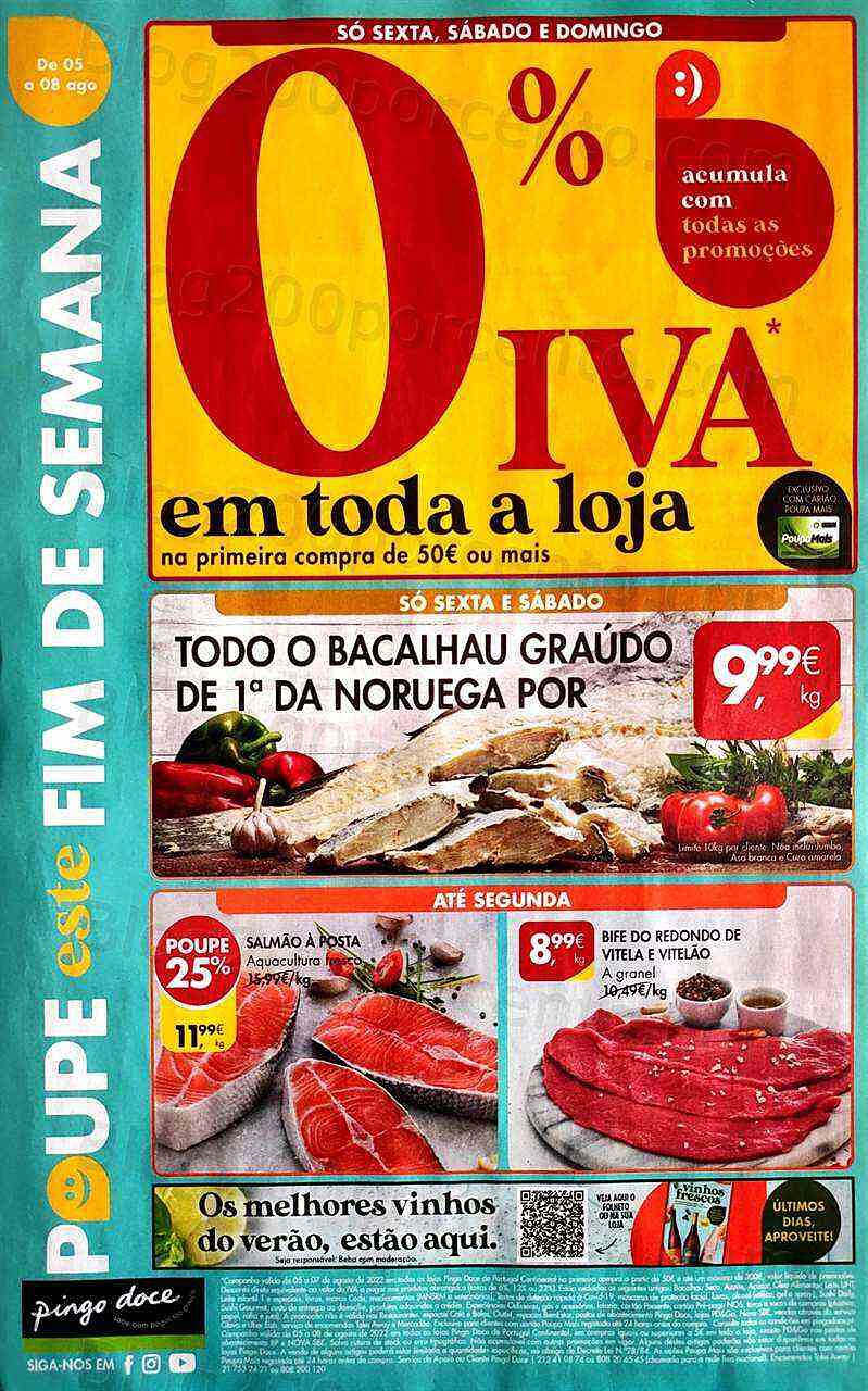 Antevisão Folheto PINGO DOCE Promoções Fim de Semana -5 agosto a 8 agosto