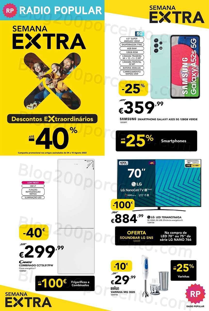 Antevisão Folheto RADIO POPULAR Semana Extra Promoções de 4 agosto a 10 agosto