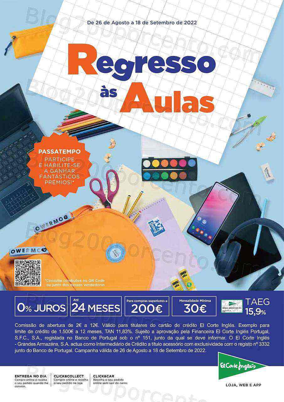 Antevisão Folheto EL CORTE INGLÉS Regresso às Aulas Promoções de 26 agosto a 18 setembro
