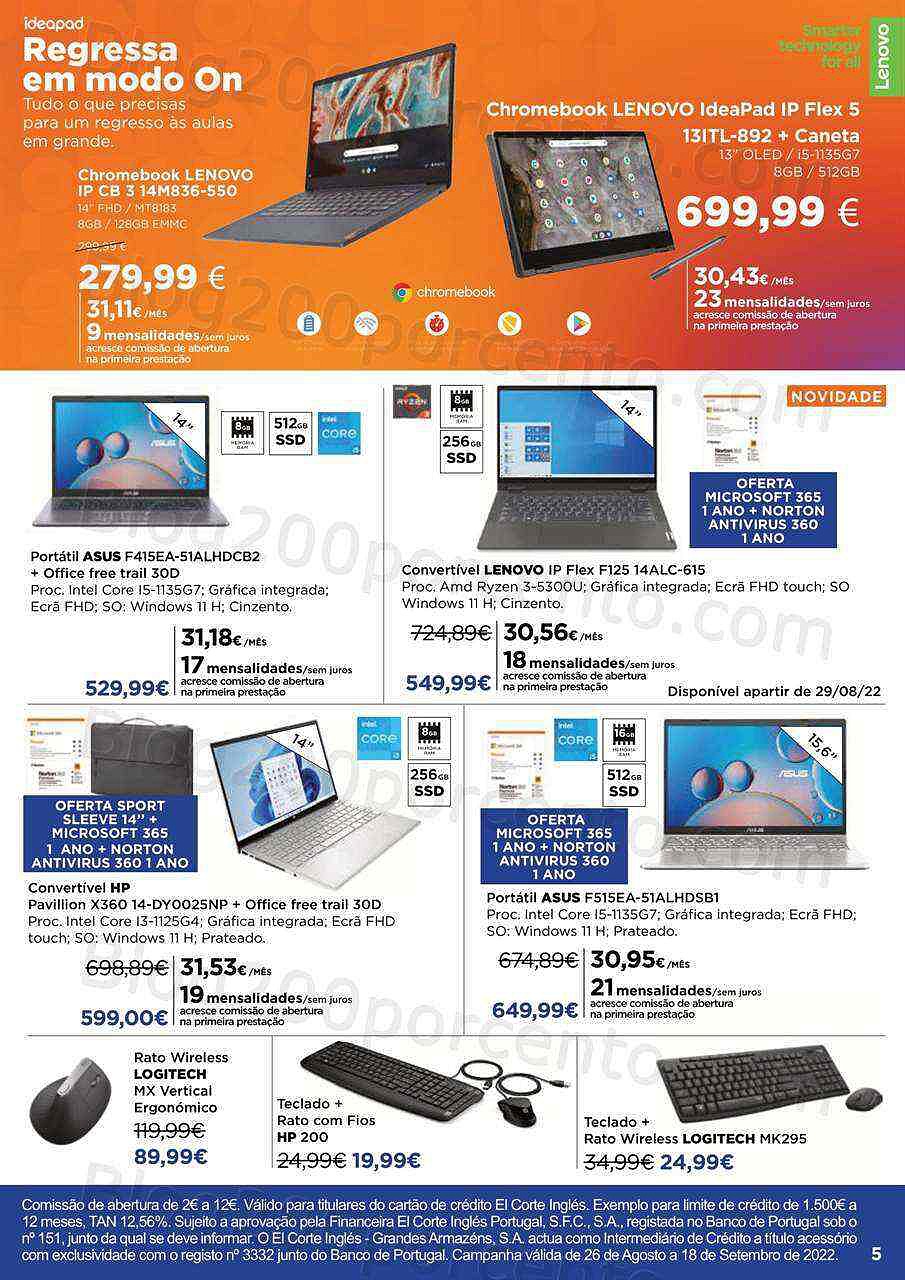 Antevisão Folheto EL CORTE INGLÉS Regresso às Aulas Promoções de 26 agosto a 18 setembro