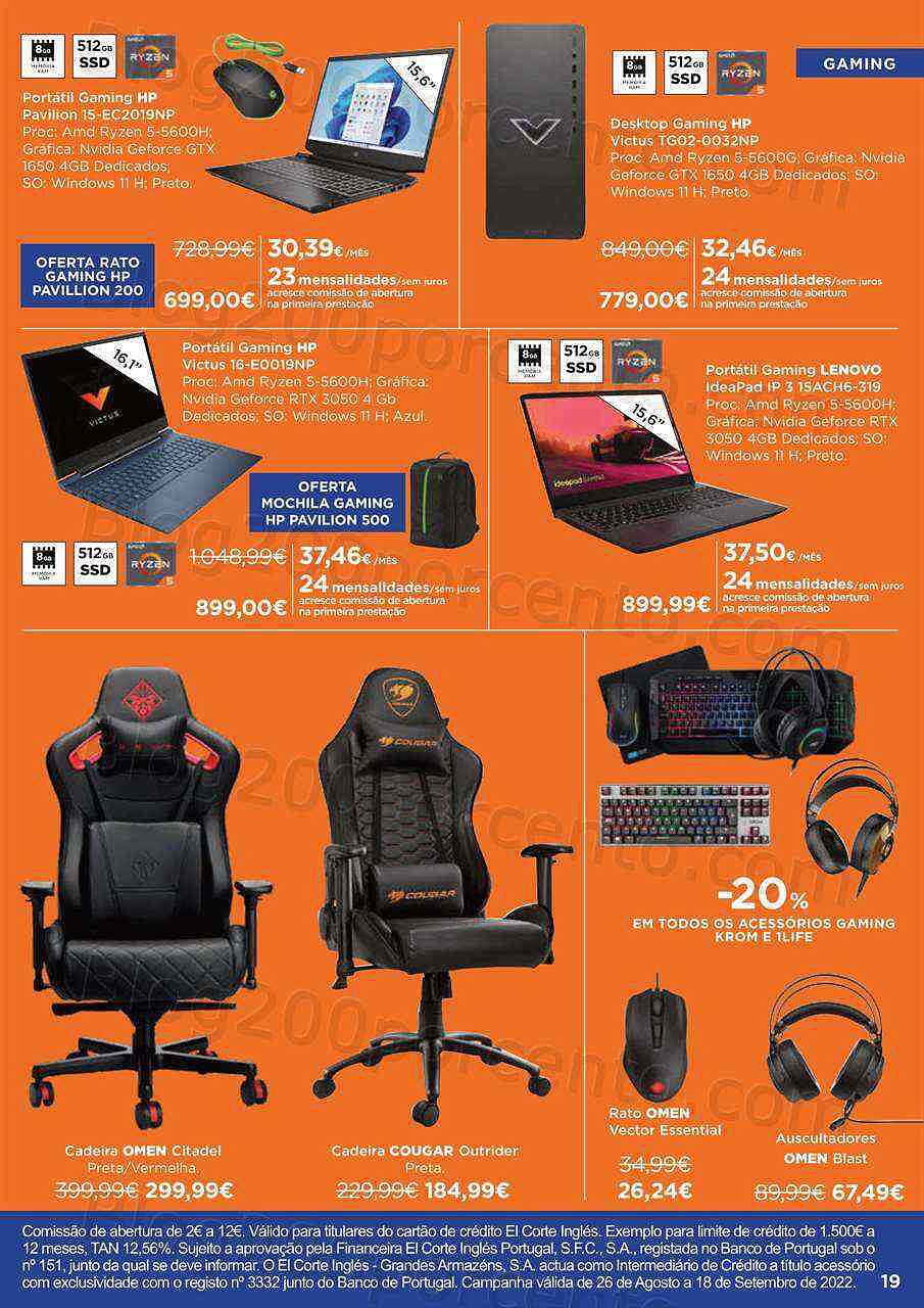 Antevisão Folheto EL CORTE INGLÉS Regresso às Aulas Promoções de 26 agosto a 18 setembro