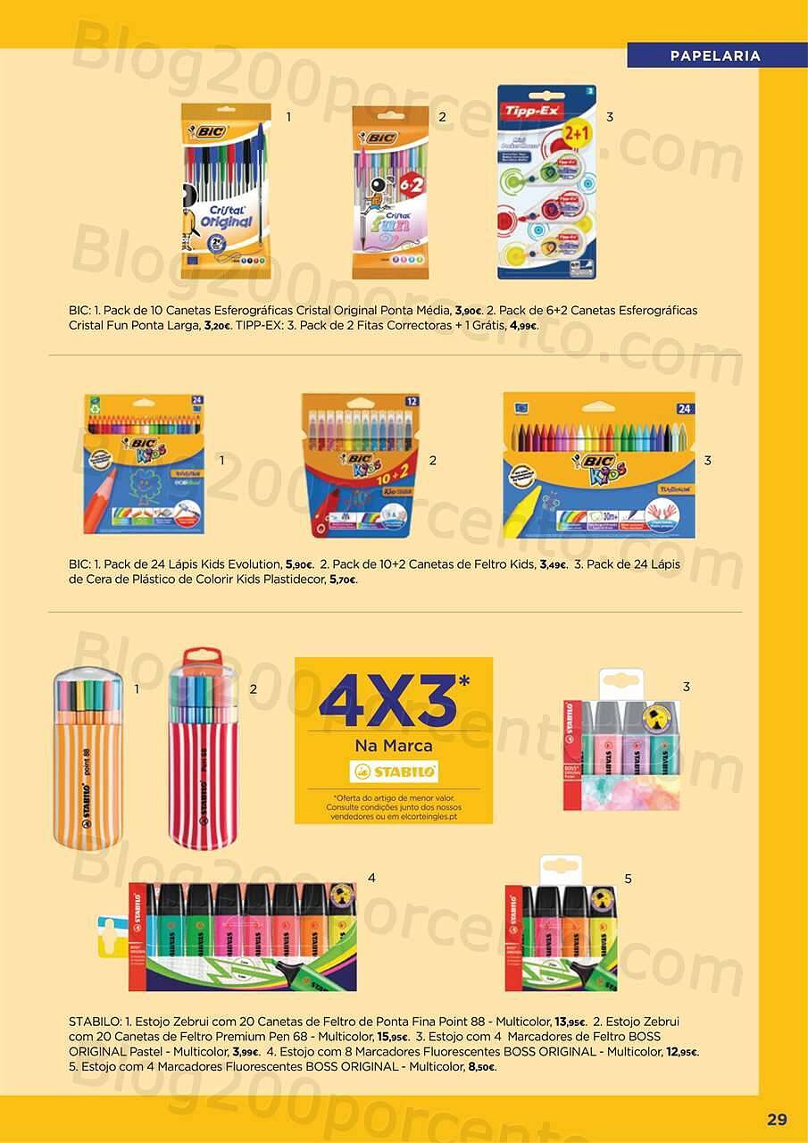 Antevisão Folheto EL CORTE INGLÉS Regresso às Aulas Promoções de 26 agosto a 18 setembro