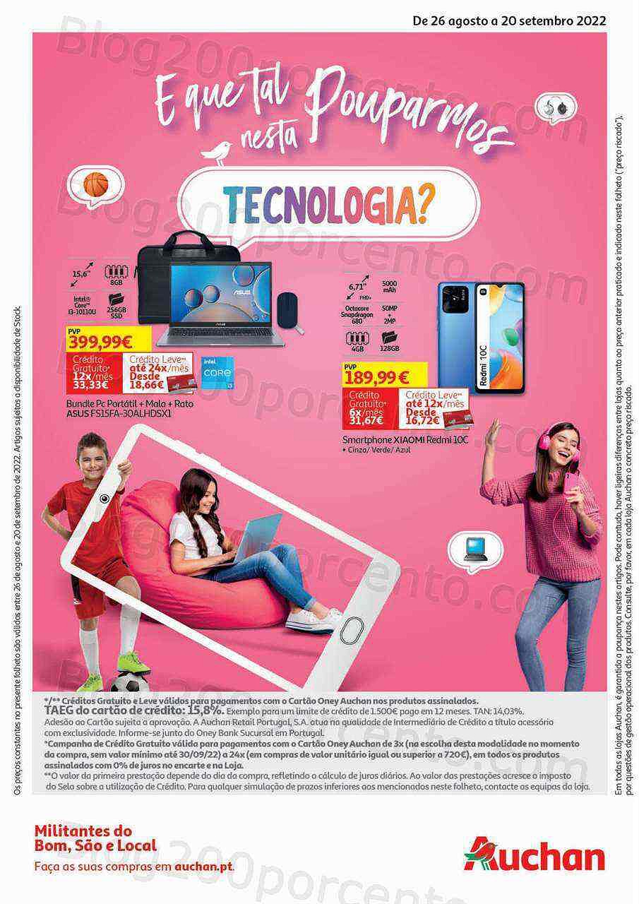 Antevisão Folheto AUCHAN Tecnologia Promoções de 26 agosto a 20 setembro