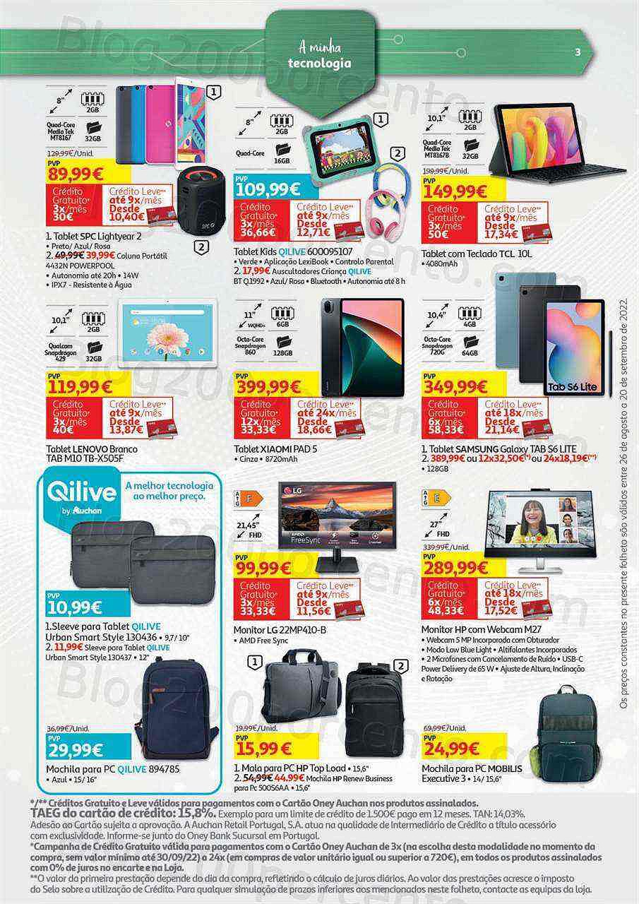 Antevisão Folheto AUCHAN Tecnologia Promoções de 26 agosto a 20 setembro