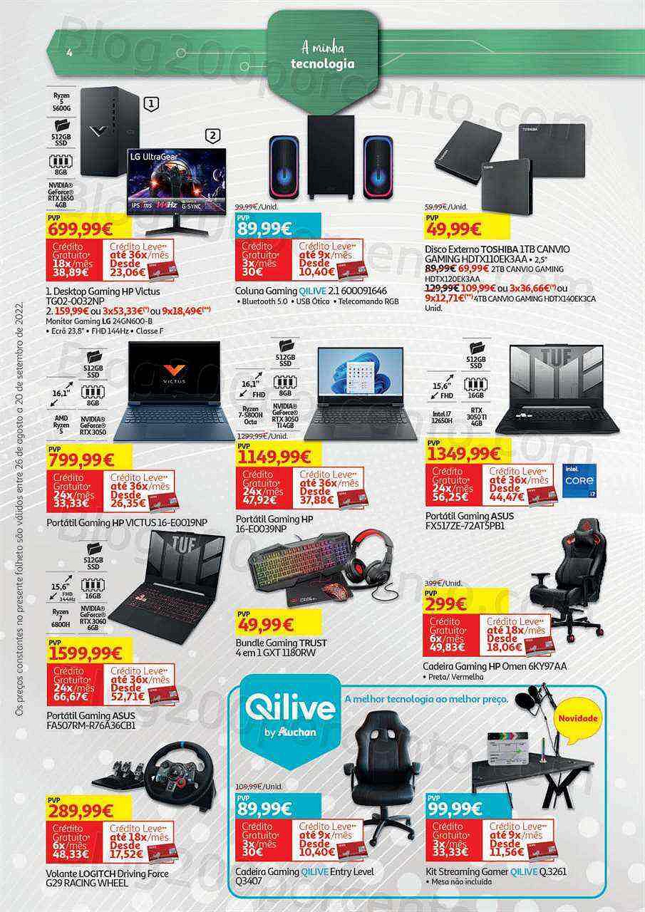 Antevisão Folheto AUCHAN Tecnologia Promoções de 26 agosto a 20 setembro