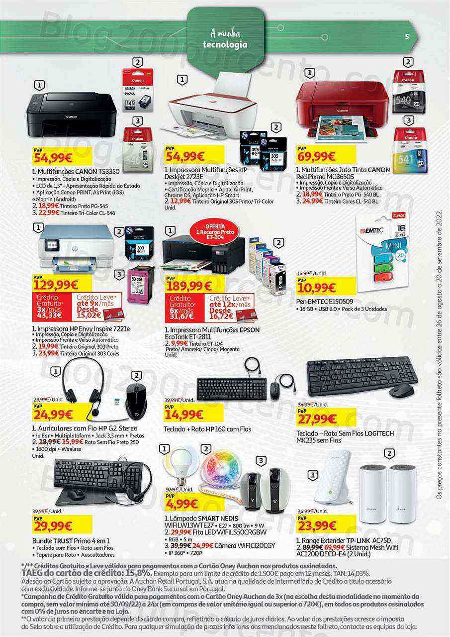Antevisão Folheto AUCHAN Tecnologia Promoções de 26 agosto a 20 setembro