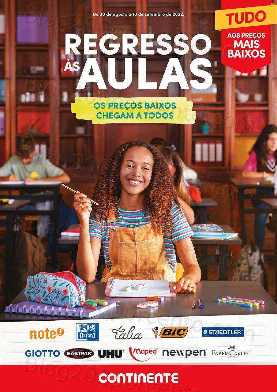 Antevisão Folheto CONTINENTE Regresso às Aulas Promoções de 30 agosto a 18 setembro