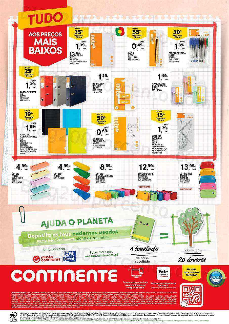 Antevisão Folheto CONTINENTE Regresso às Aulas Promoções de 30 agosto a 18 setembro