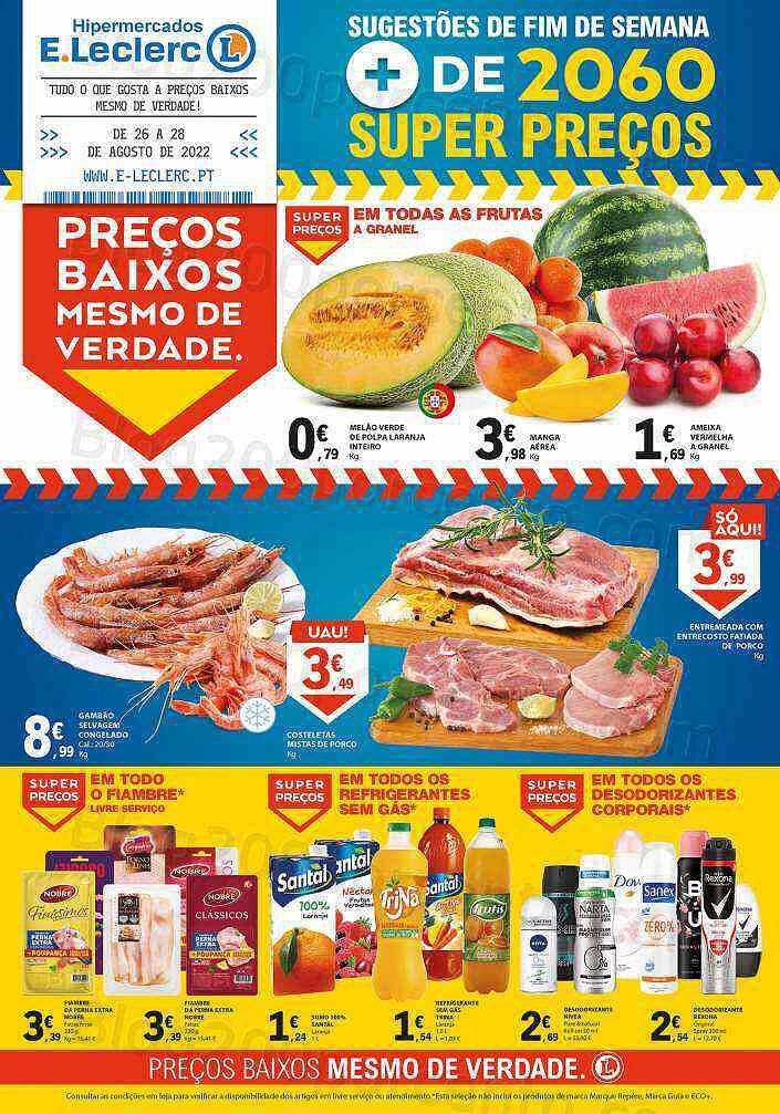 Antevisão Folheto E-LECLERC Promoções Fim de Semana - 26 a 28 agosto