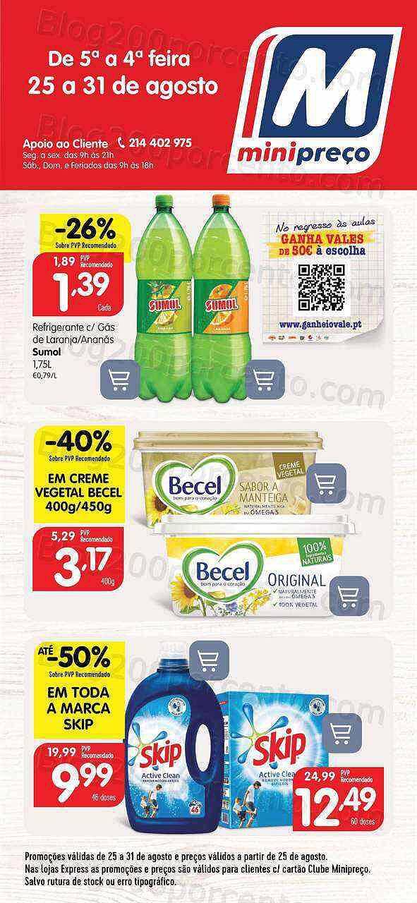 Antevisão Folheto MINIPREÇO Extra Promoções de 25 a 31 agosto
