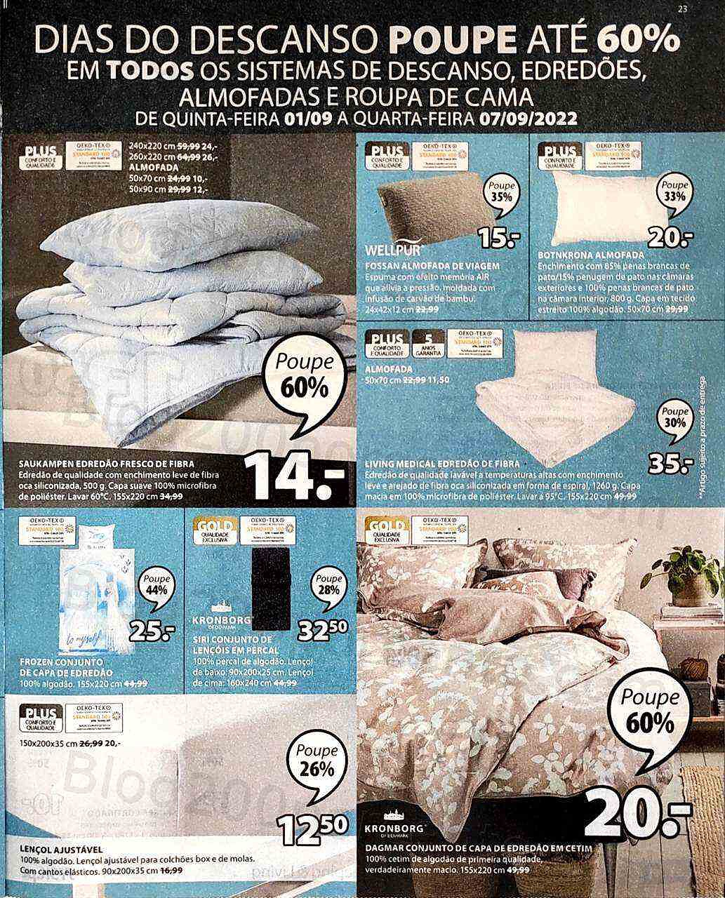 Antevisão Folheto JYSK Promoções de 1 a 14 setembro