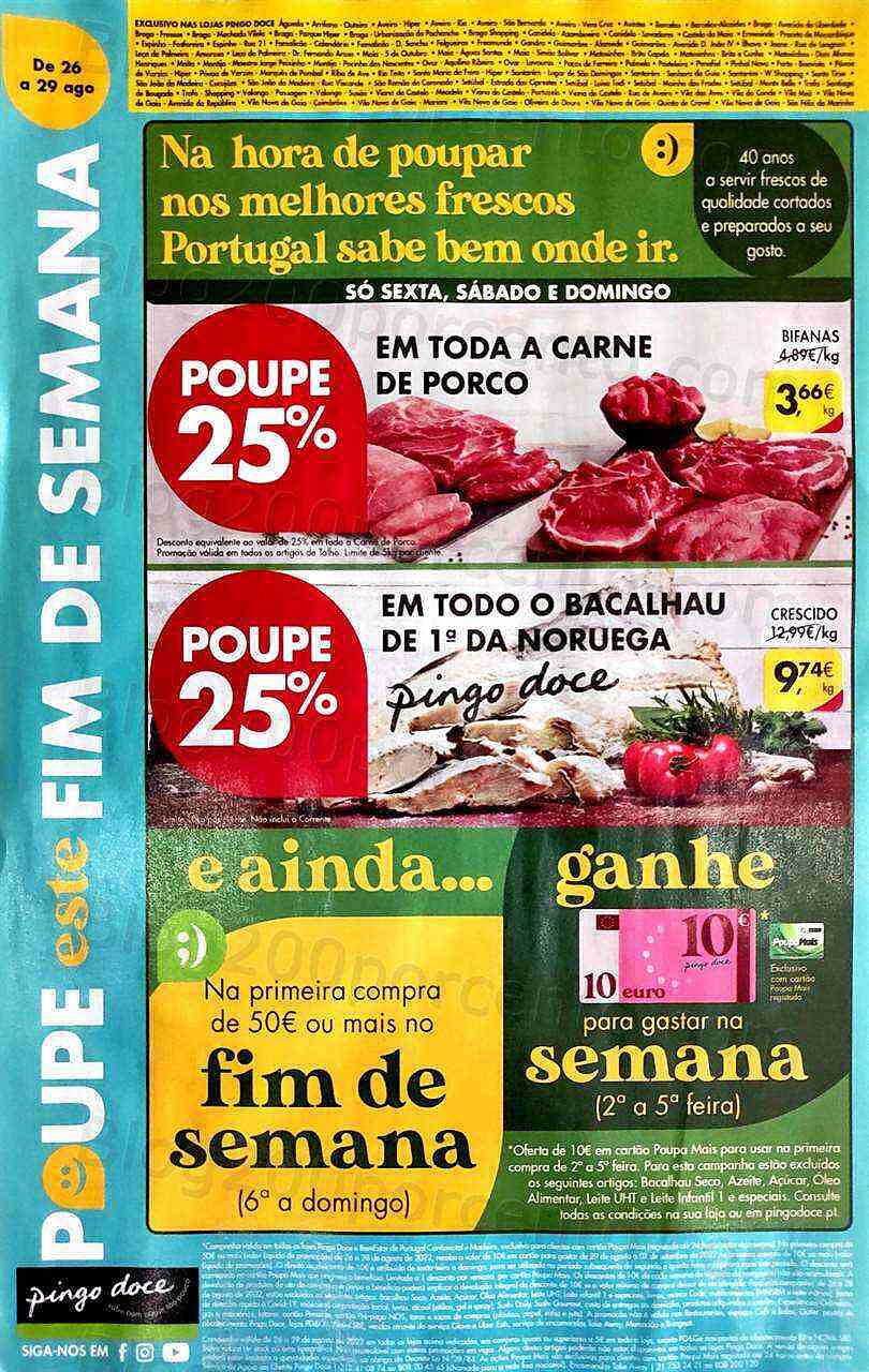 Antevisão Folheto PINGO DOCE Promoções Fim de Semana - 26 a 29 agosto