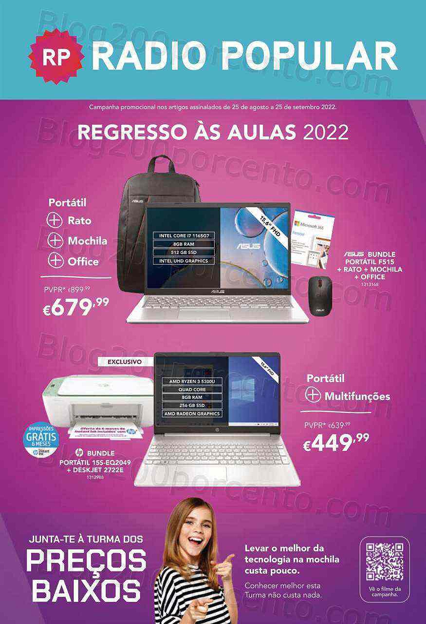 Antevisão Folheto RADIO POPULAR Especial Regresso às Aulas Promoções de 25 agosto a 25 setembro