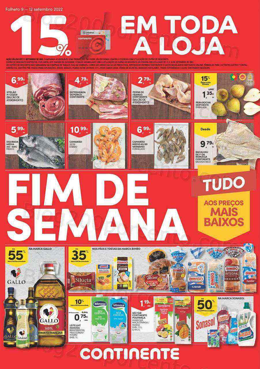 Antevisão Folheto CONTINENTE Promoções Fim de Semana - 9 a 12 setembro