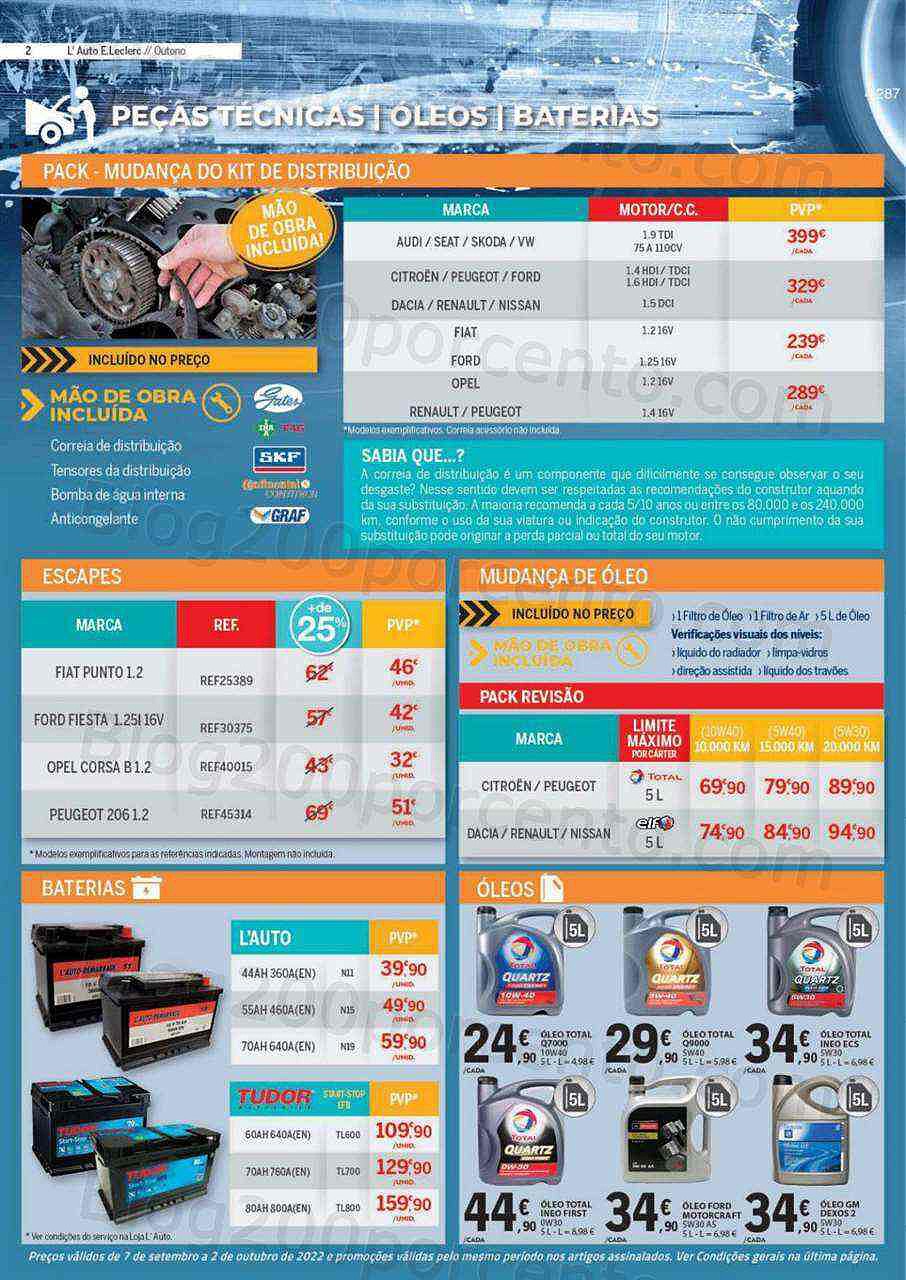 Antevisão Folheto E-LECLERC Auto Promoções de 7 setembro a 2 outubro