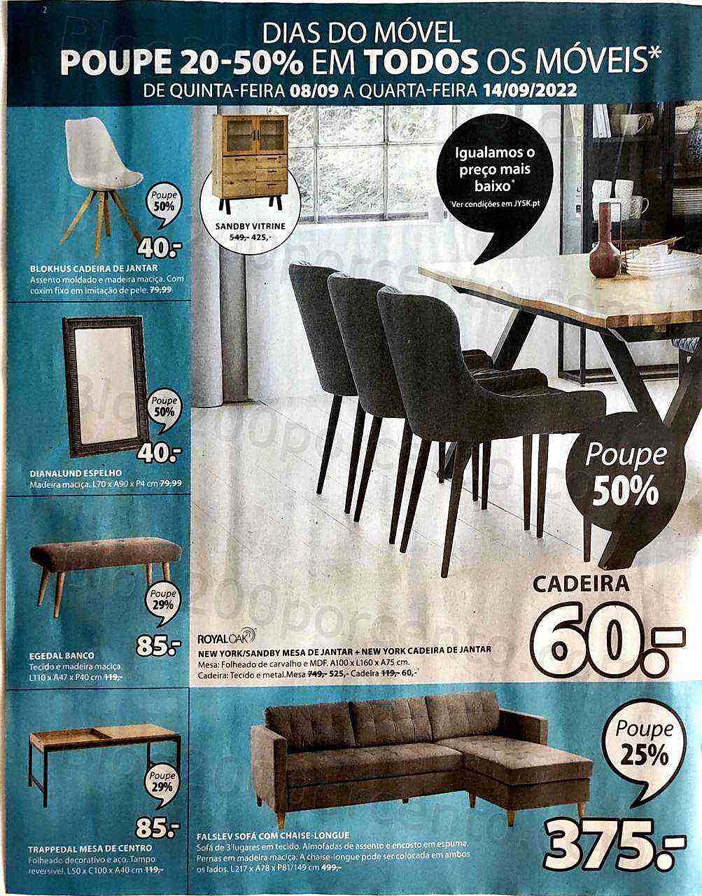 Antevisão Folheto JYSK Promoções de 8 a 21 setembro