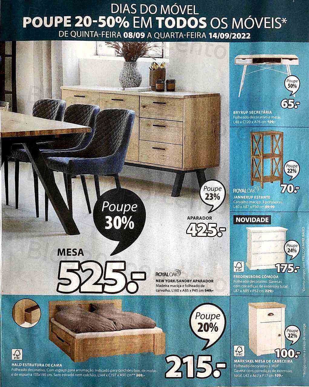 Antevisão Folheto JYSK Promoções de 8 a 21 setembro