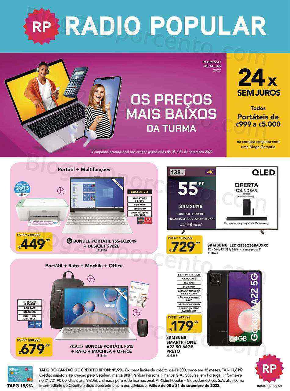 Antevisão Folheto RADIO POPULAR Regresso às Aulas Promoções de 8 a 21 setembro