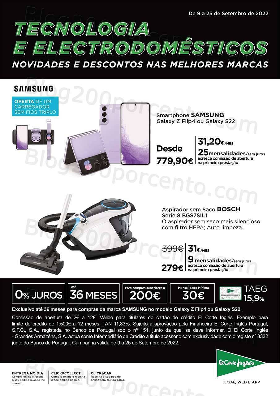 Antevisão Folheto EL CORTE INGLÉS Tecnologia Promoções de 9 a 25 setembro