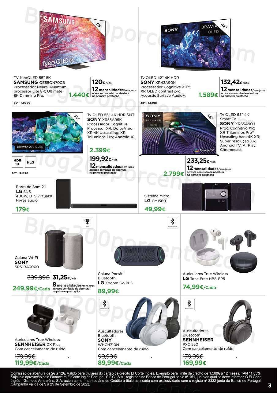 Antevisão Folheto EL CORTE INGLÉS Tecnologia Promoções de 9 a 25 setembro