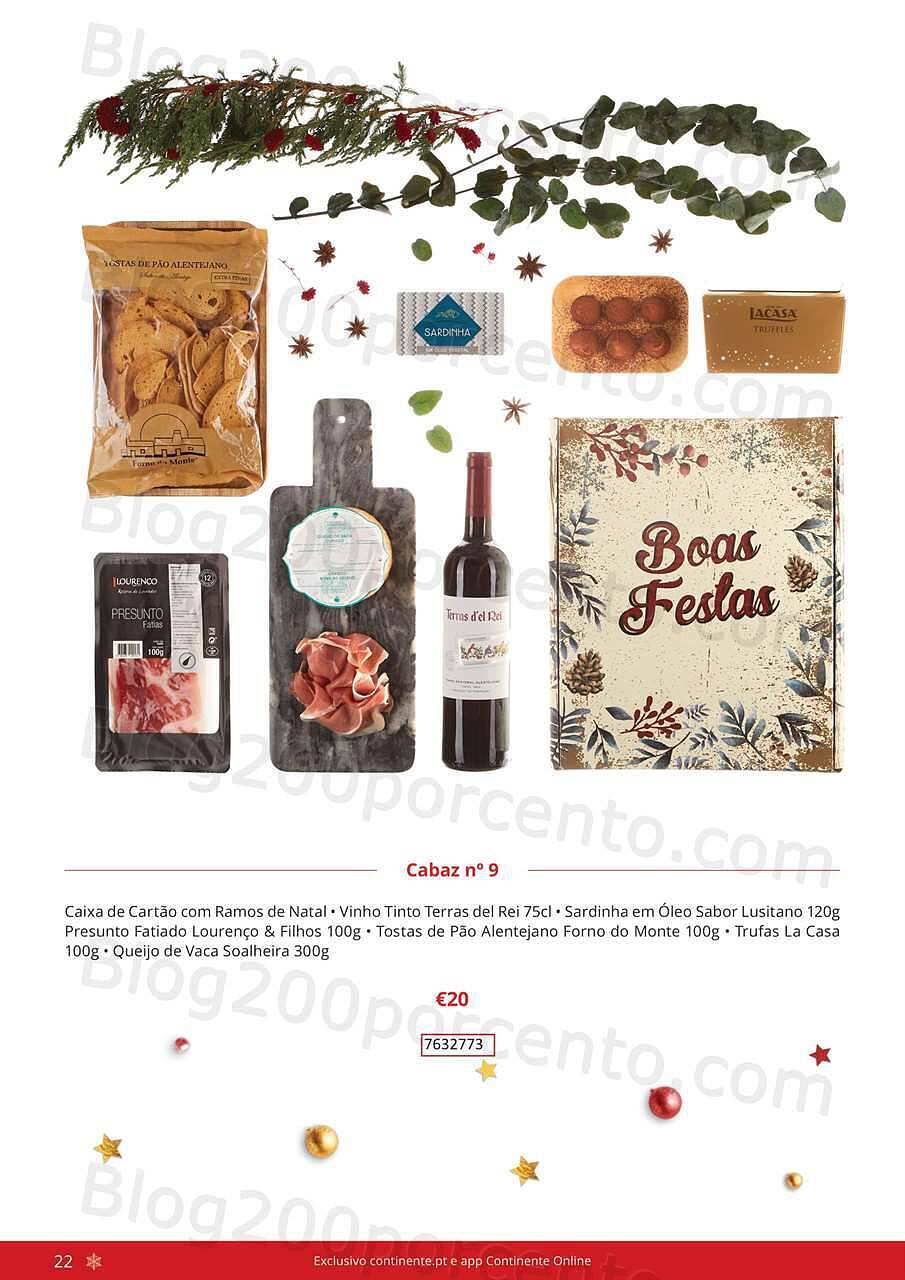 Antevisão Folheto CONTINENTE Cabazes de Natal Promoções de 21 setembro a 6 janeiro