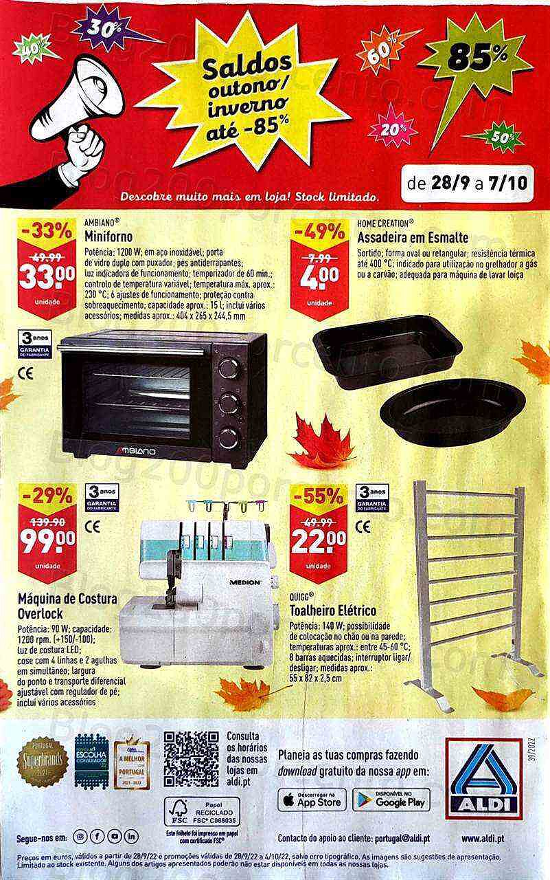 Antevisão Folheto ALDI Saldos Inverno Promoções de 28 setembro a 9 outubro