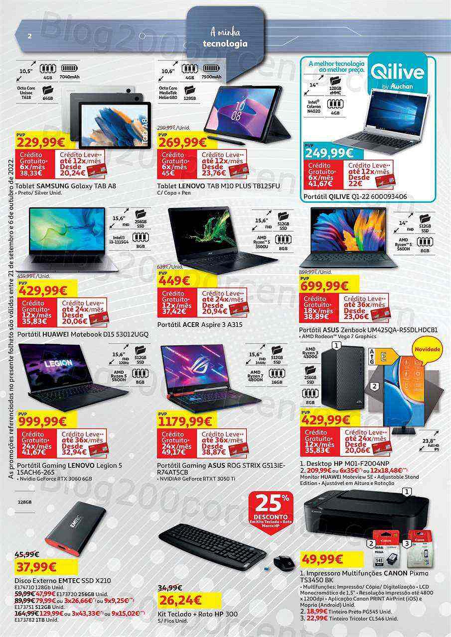 Antevisão Folheto AUCHAN Tecnologia Promoções de 21 setembro a 6 outubro