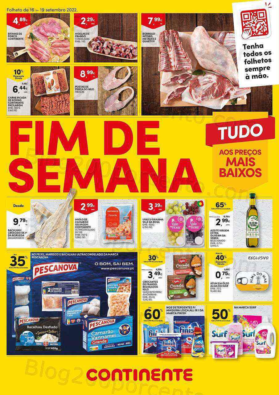 Antevisão Folheto CONTINENTE Promoções Fim de Semana 16 a 19 setembro