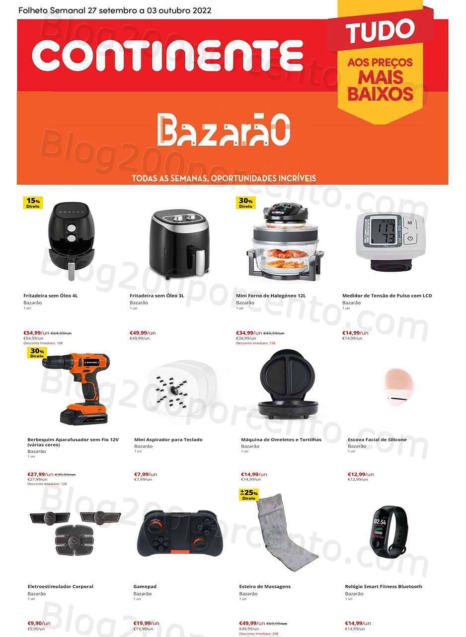 Antevisão Folheto CONTINENTE Bazarão Promoções de 27 setembro a 3 outubro