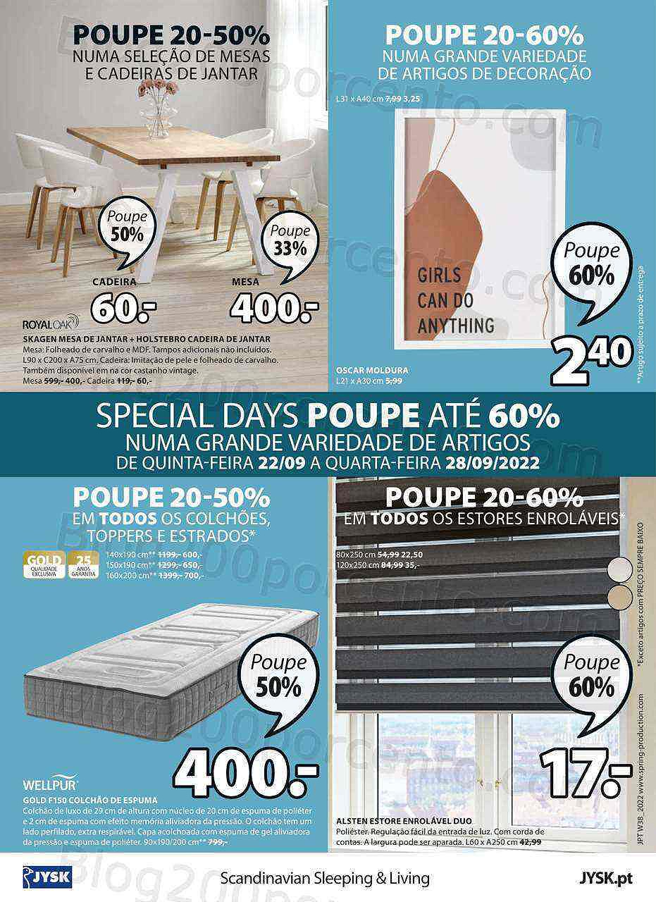 Antevisão Folheto JYSK Promoções de 22 a 28 setembro