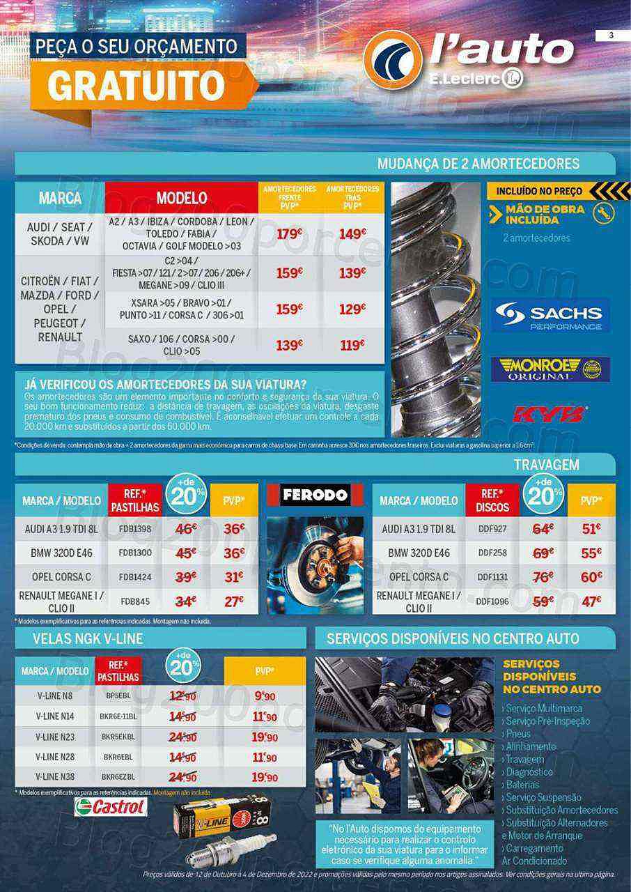 Antevisão Folheto E-LECLERC Auto Promoções de 12 outubro a 4 dezembro