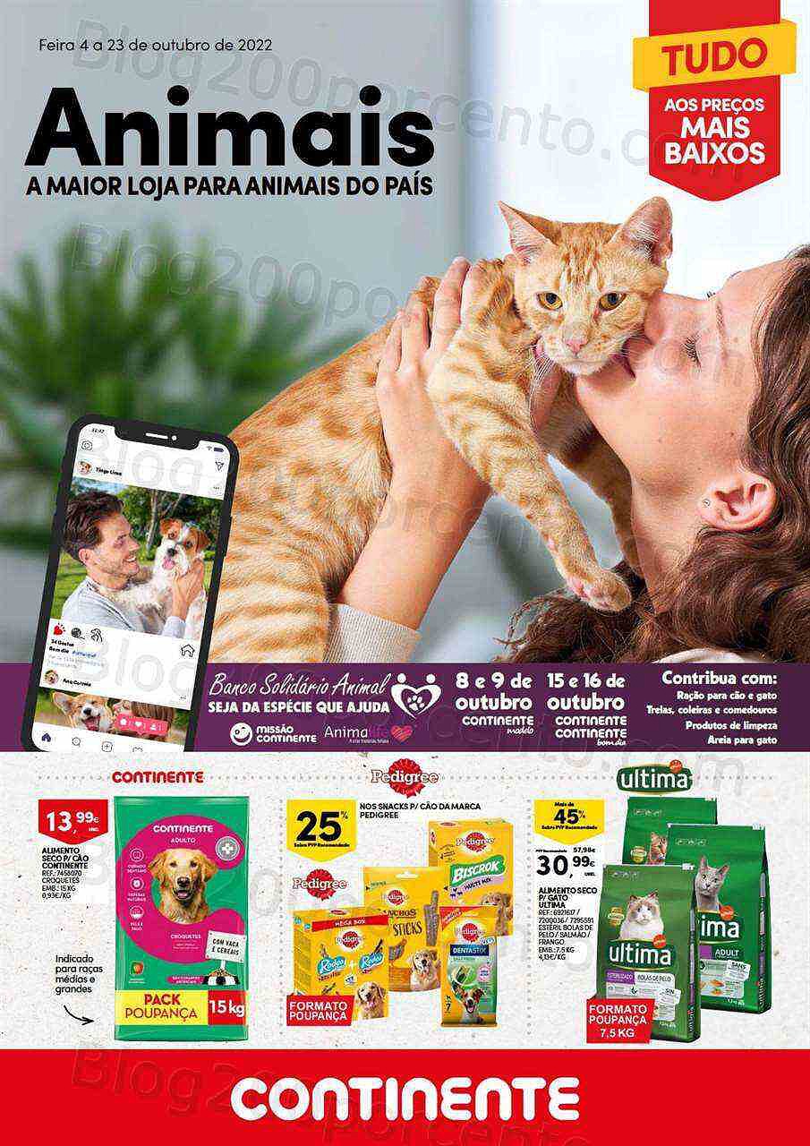 Antevisão Folheto CONTINENTE Especial Animais Promoções de 4 a 23 outubro