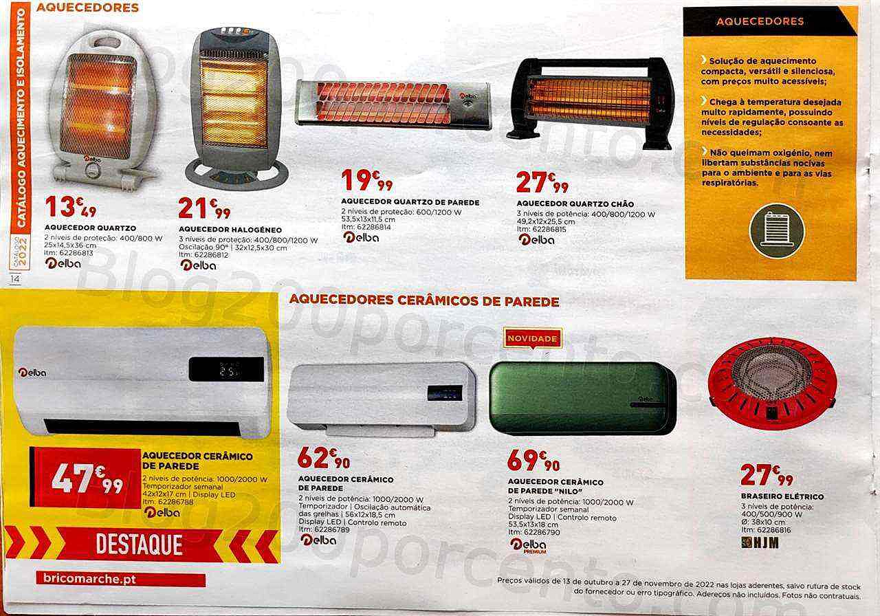 Antevisão Folheto BRICOMARCHÉ Aquecimento Promoções de 13 outubro a 27 novembro
