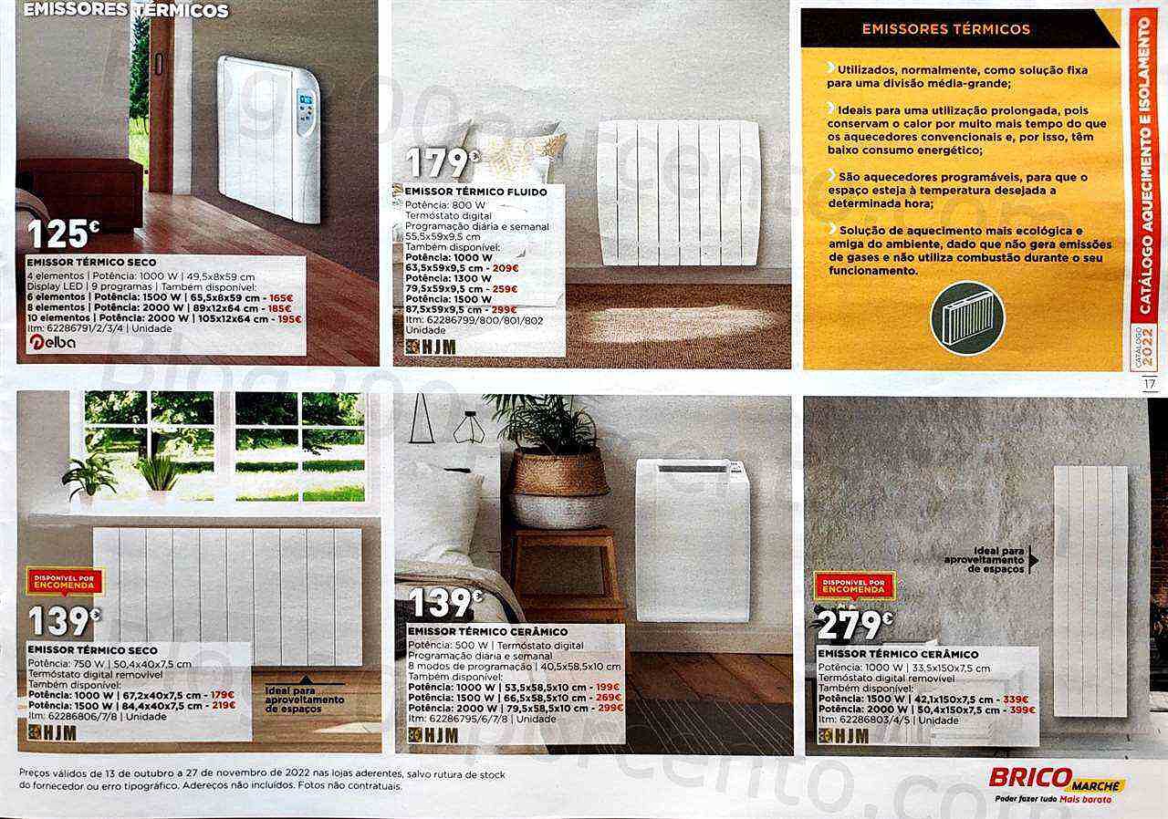 Antevisão Folheto BRICOMARCHÉ Aquecimento Promoções de 13 outubro a 27 novembro