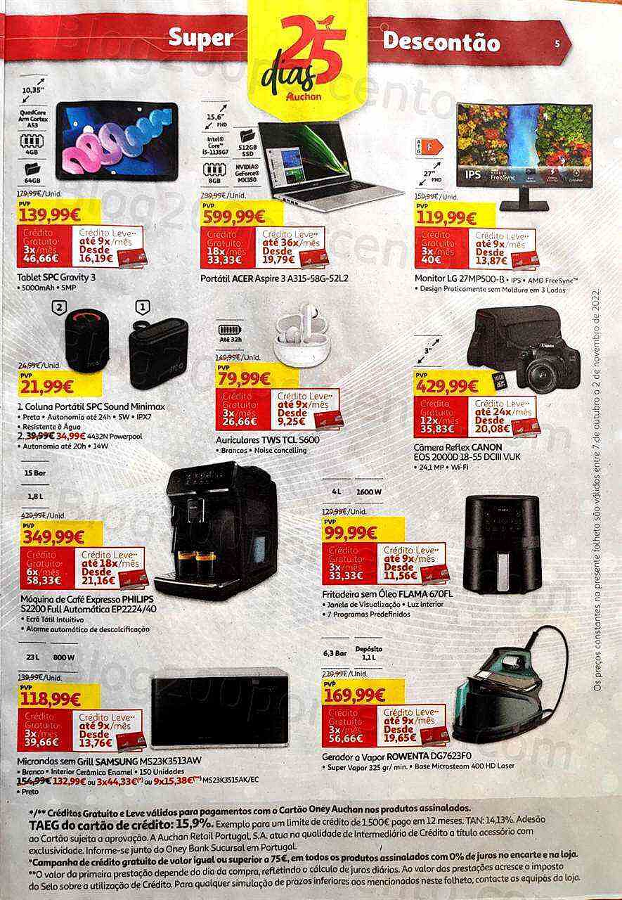 Antevisão Folheto AUCHAN Tecnologia Promoções de 7 outubro a 2 novembro