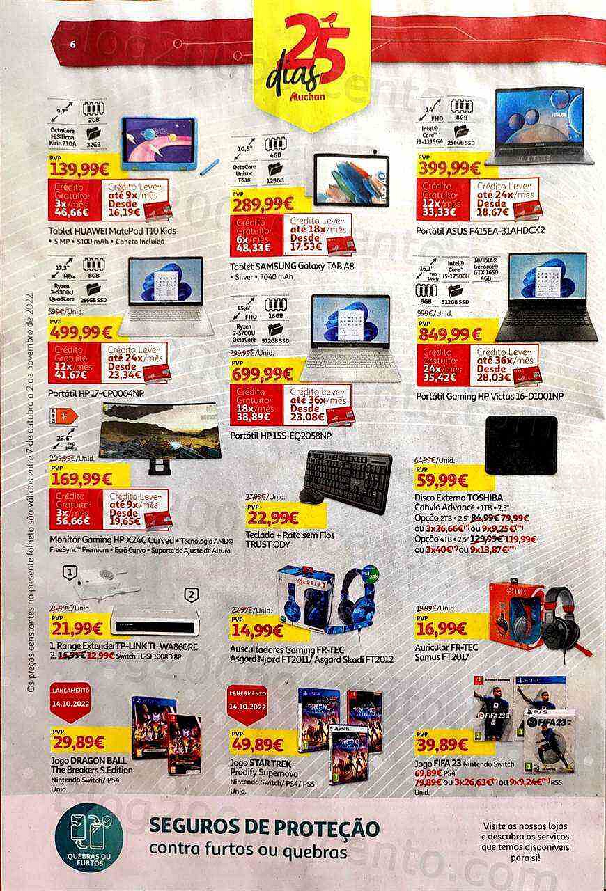 Antevisão Folheto AUCHAN Tecnologia Promoções de 7 outubro a 2 novembro