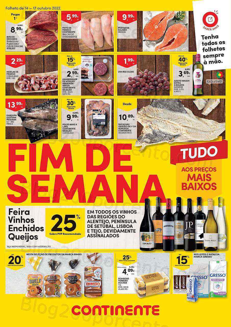 Antevisão Folheto CONTINENTE Promoções Fim de Semana - 14 a 17 outubro