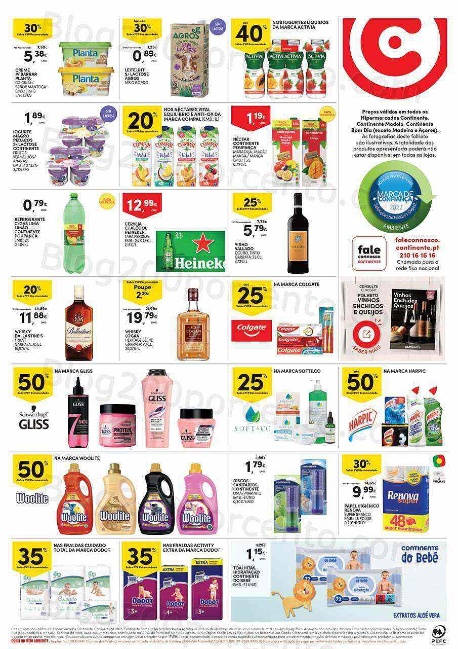 Antevisão Folheto CONTINENTE Promoções Fim de Semana - 23 a 26 setembro