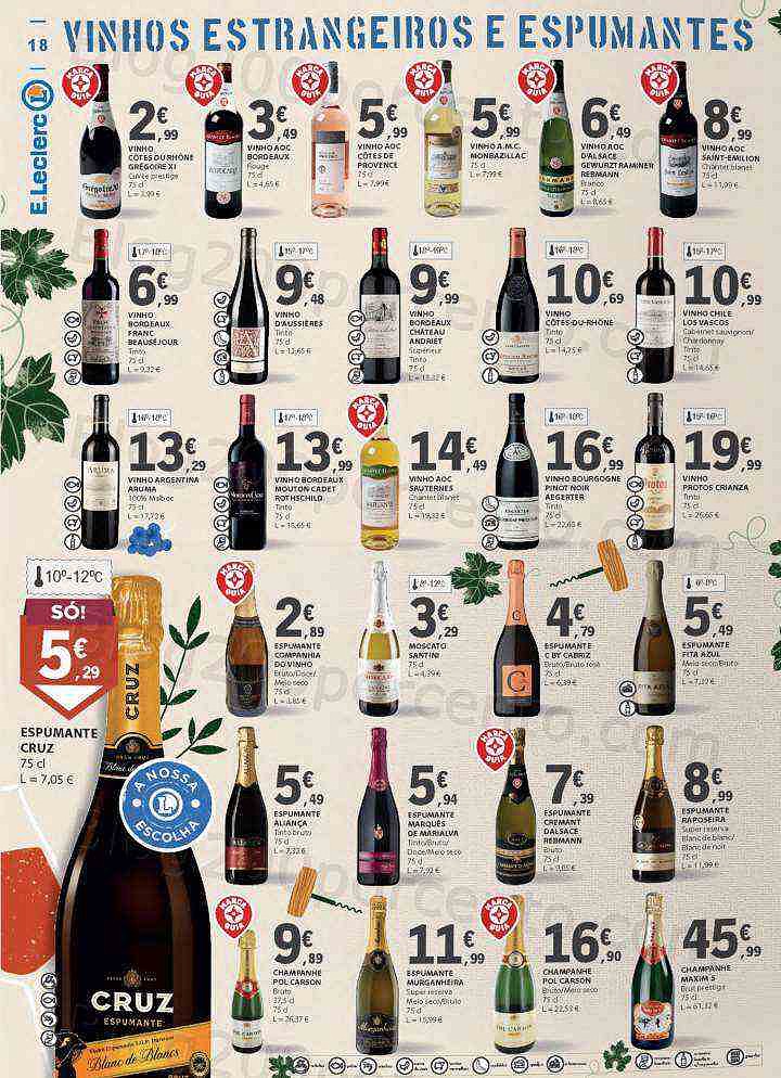 Antevisão Folheto E-LECLERC Queijos, Enchidos e Vinhos Promoções de 27 setembro a 16 outubro