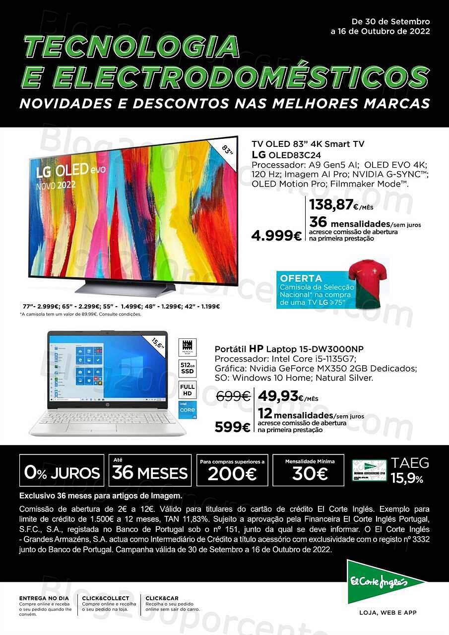 Antevisão Folheto EL CORTE INGLÉS Tecnologia Promoções de 30 setembro a 16 outubro