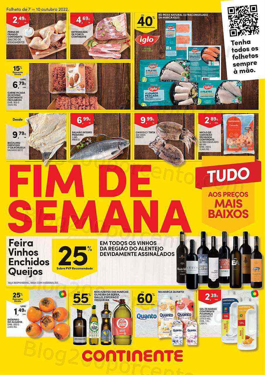 Antevisão Folheto CONTINENTE Promoções Fim de Semana 7 a 10 outubro