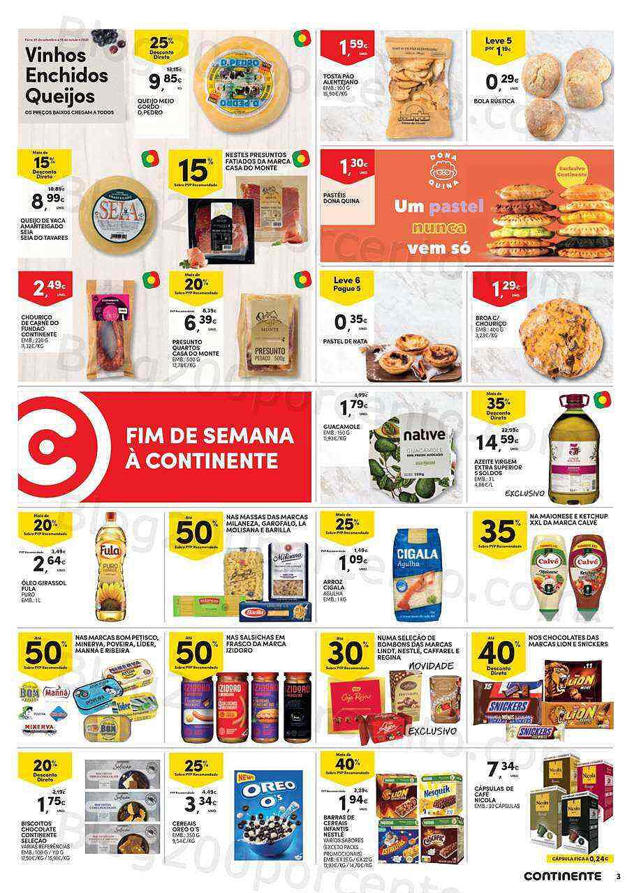 Antevisão Folheto CONTINENTE Promoções Fim de Semana 7 a 10 outubro