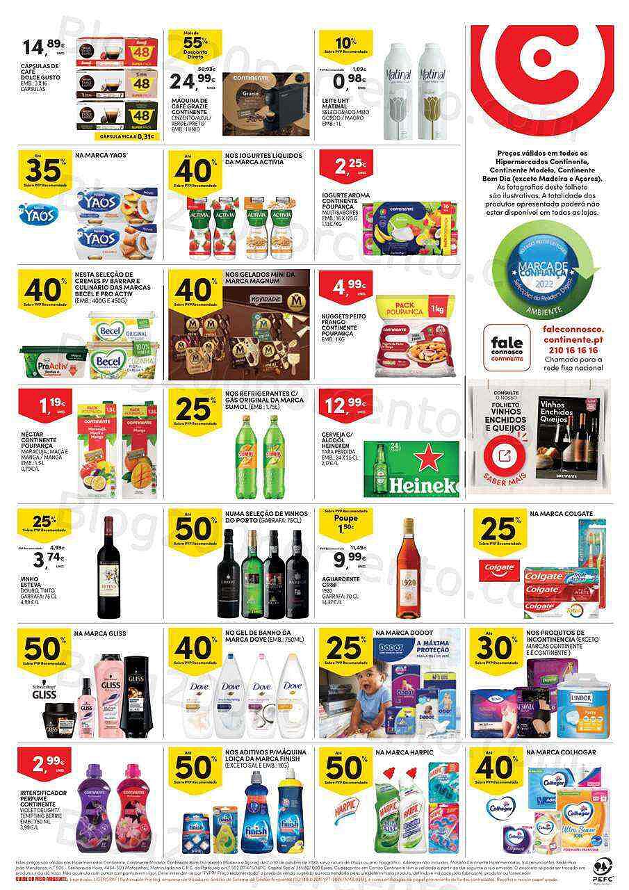 Antevisão Folheto CONTINENTE Promoções Fim de Semana 7 a 10 outubro