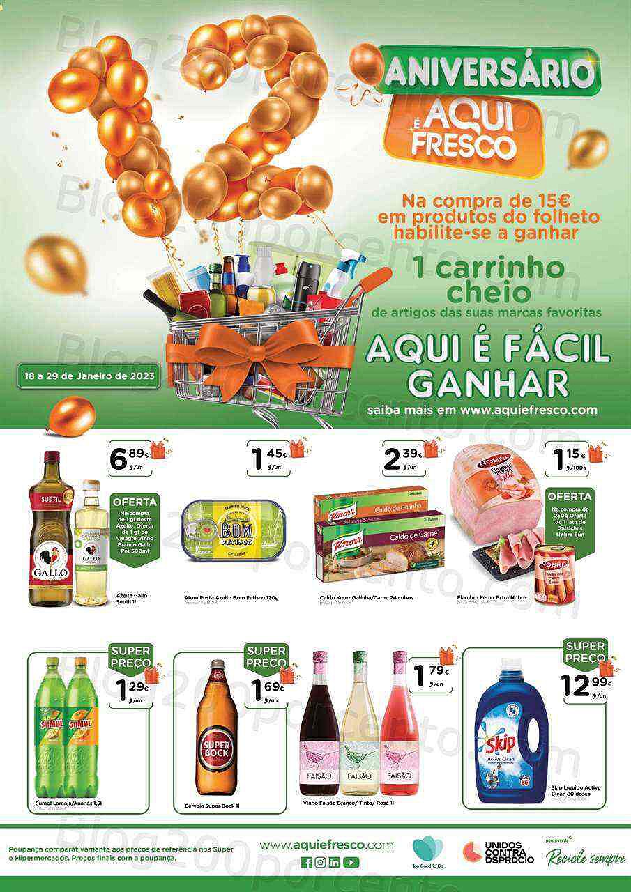 Antevisão Folheto AQUI É FRESCO Aniversário Promoções de 18 a 29 janeiro