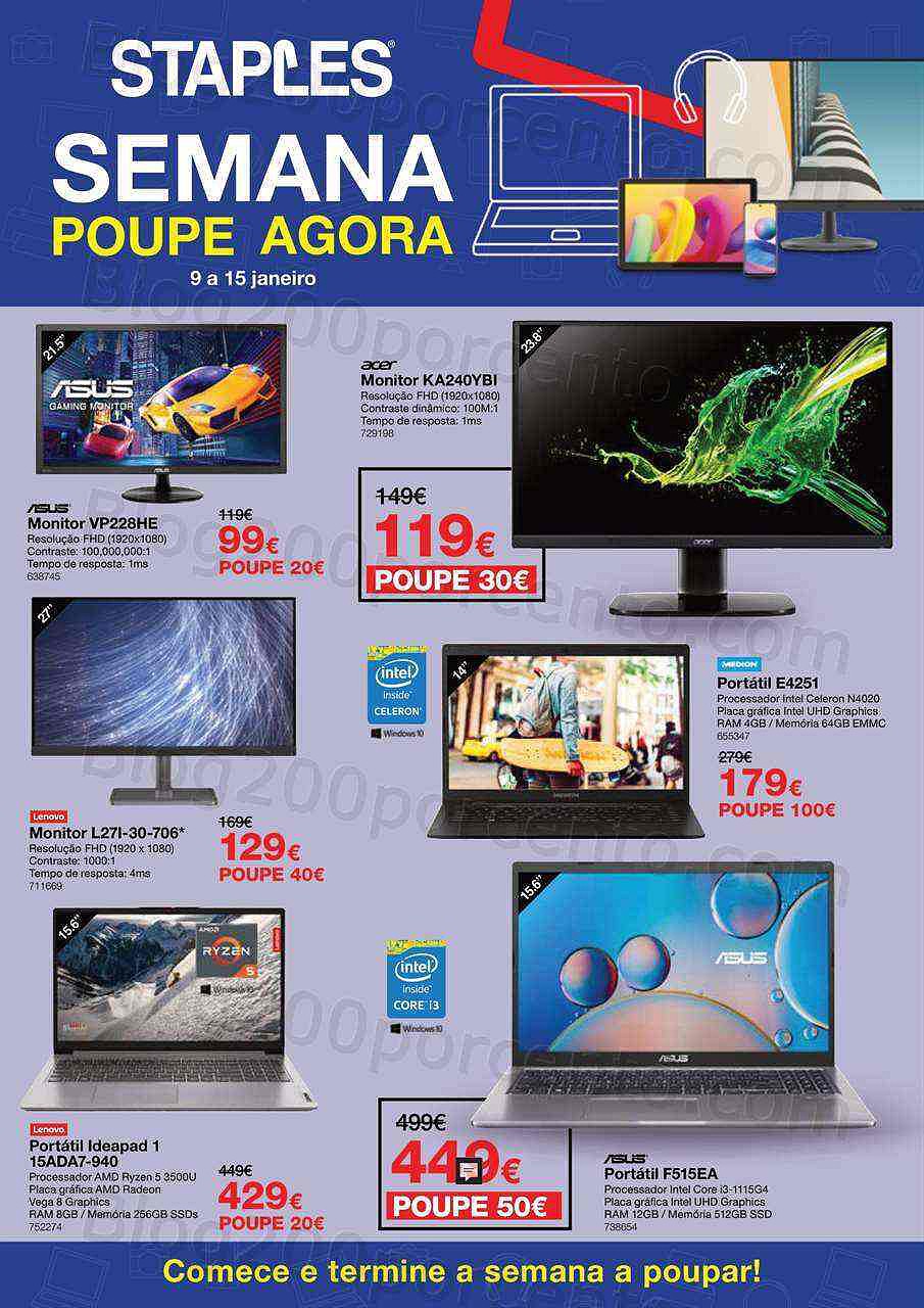 Antevisão Folheto STAPLES Promoções Extra - 9 a 15 janeiro